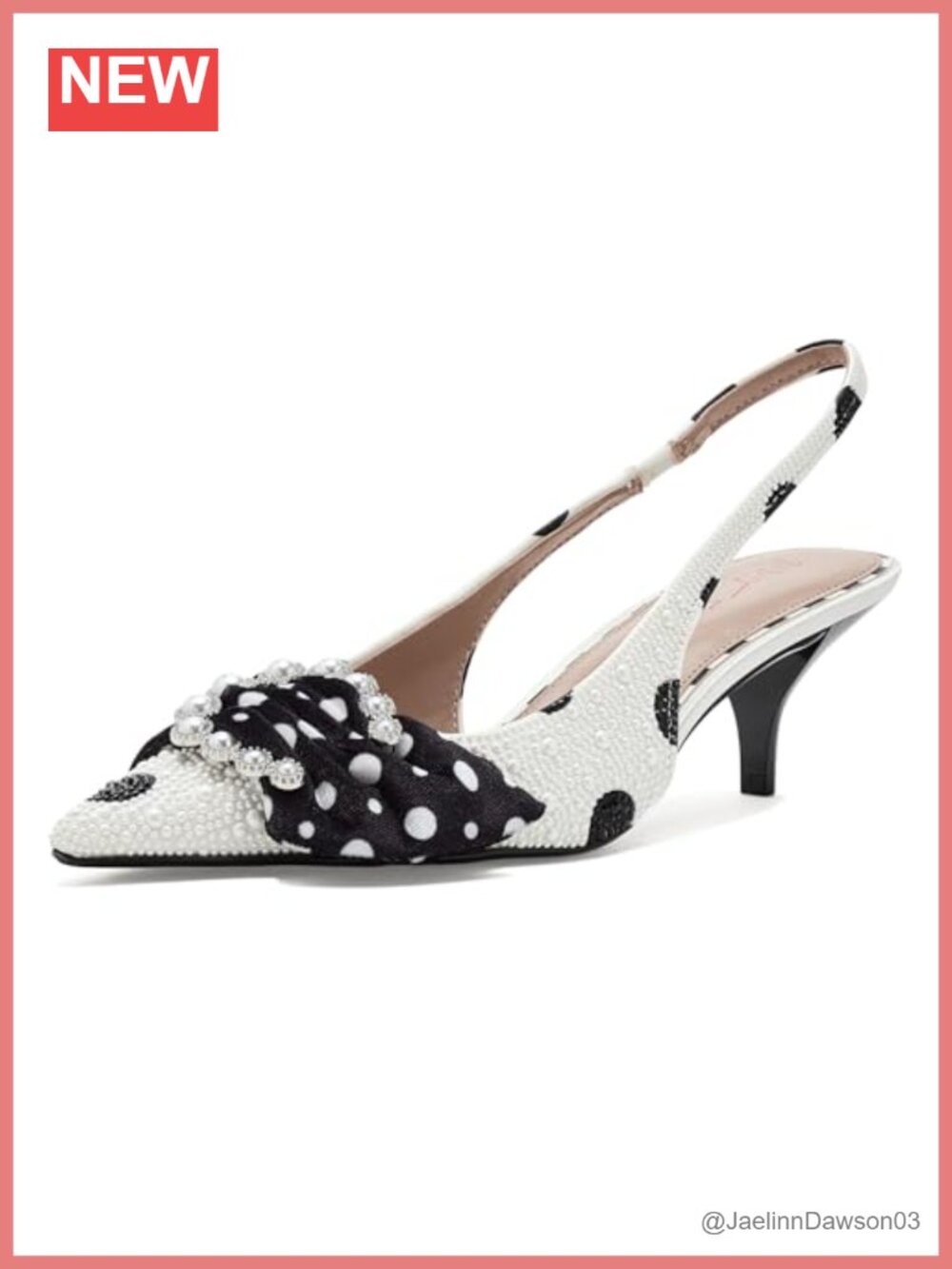 Blue by Betsey Johnson Pointed Toe Kitten Heel Pump Slingback Pearl PU